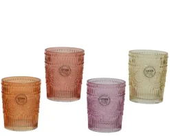 Verre à eau en verre transparent coloré - Ø 8 x H 10 cm