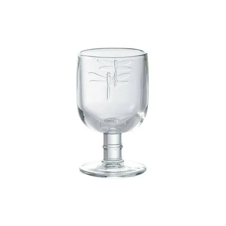 Verre à pied coloris transparent en verre motifs libellules La Rochère - 28 cl