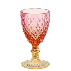 Verre à pied en verre rose orange Imca - Ø 8 x H 15,5 cm