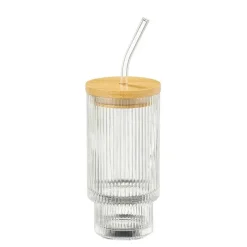 Verre nomade à paille en verre transparent - Ø 8 x H 15 cm