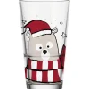 Verre transparent long drink gravé avec motif ours polaire coloré 330 ml - Ø 7,8 x H 14 cm