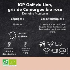 Vin gris de Camargue IGP Golf du Lion rosé bio Domaine de Montcalm - 50 cl