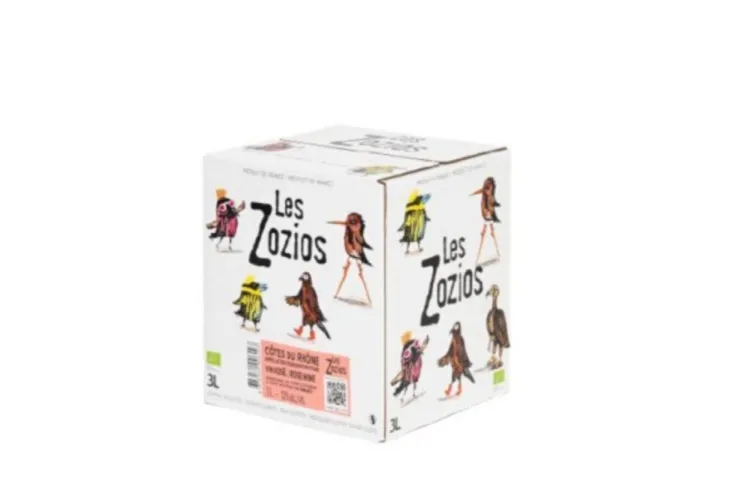 Vin rosé Côtes du Rhône AOC bio Le chevalier Gambette Drôles de zozios Demazet en bag in box - 3 L