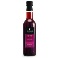 Vinaigre de vin rouge bio aromatisé framboise en bouteille de 50 cl