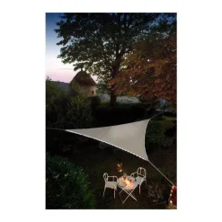 Voile d'ombrage triangulaire taupe avec LEDs solaires 3,6 m