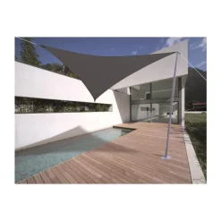 Voile d'ombrage triangulaire extensible gris 5 m