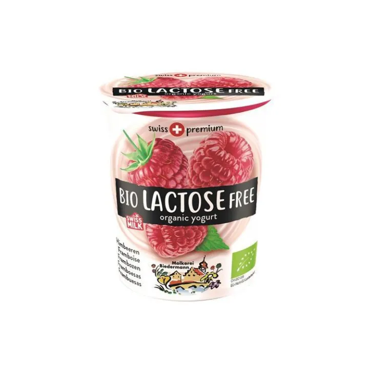 Yaourt de vache framboise sans lactose bio Biedermann – 200 g