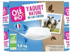Yaourt nature au lait entier bio 12 x 125 g