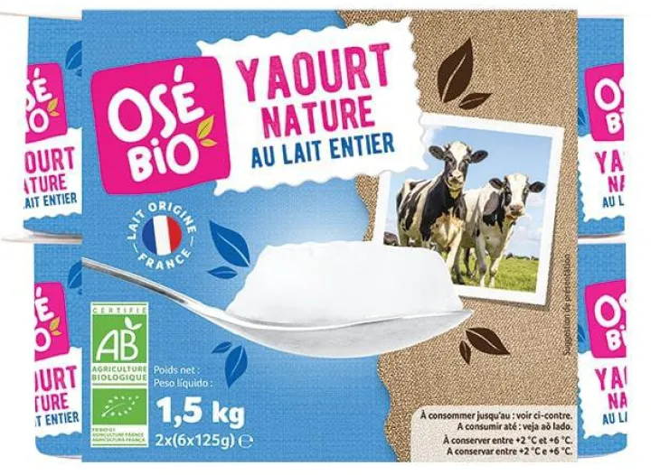 Yaourt nature au lait entier bio 12 x 125 g