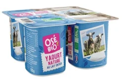 Yaourts nature au lait entier bio Osé Bio – 4 x 125 g